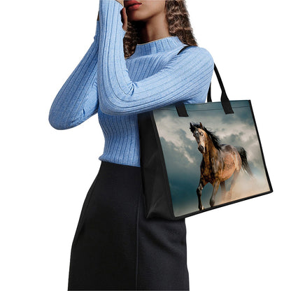 Running Wild Stallion Horse Print Canvas Tote Bag
