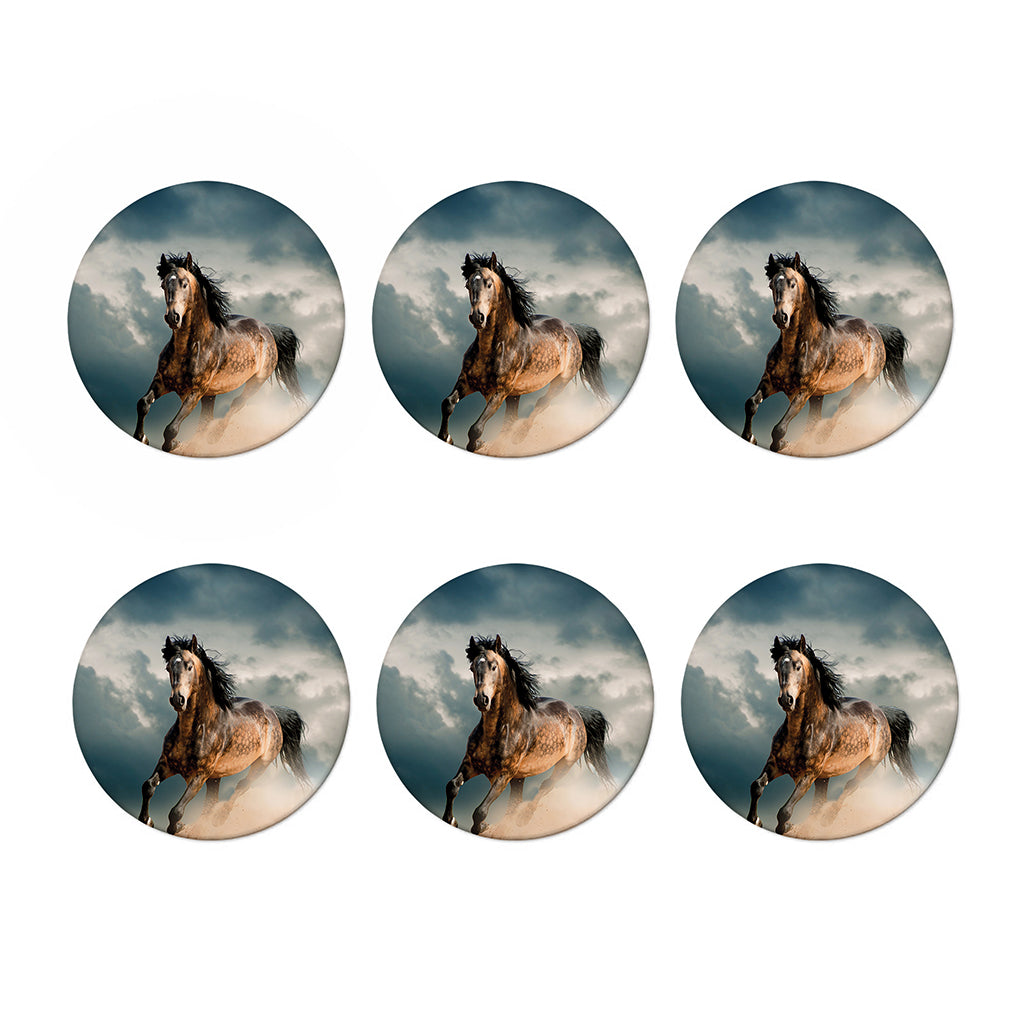 Running Wild Stallion Horse Print Coaster Set