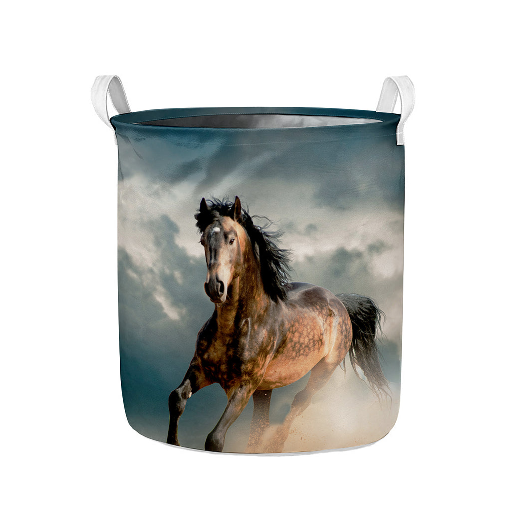 Running Wild Stallion Horse Print Collapsible Laundry Basket