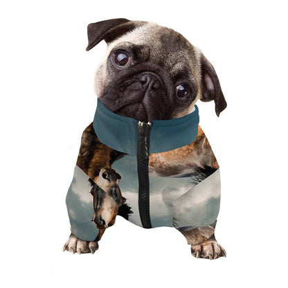 Running Wild Stallion Horse Print Dog Zip Up Jacket