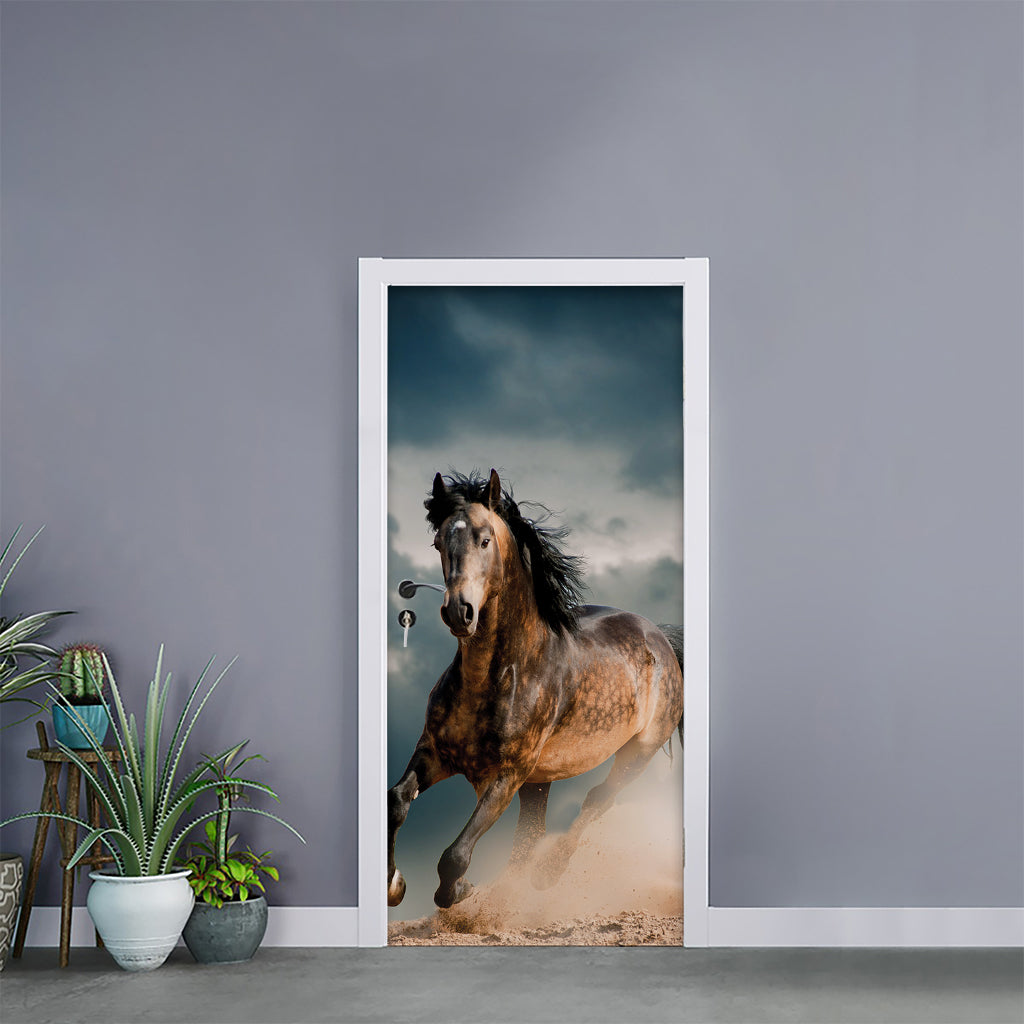 Running Wild Stallion Horse Print Door Sticker