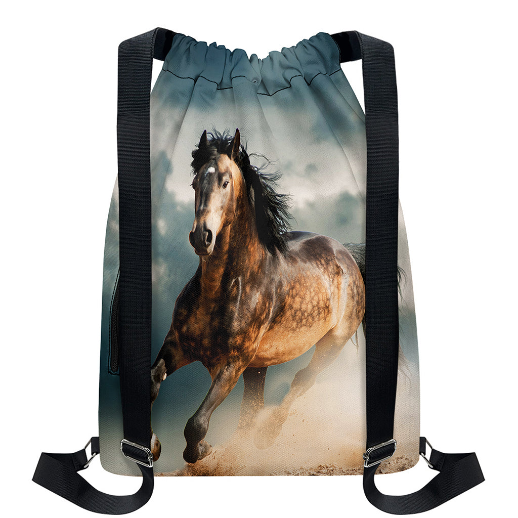 Running Wild Stallion Horse Print Drawstring Backpack