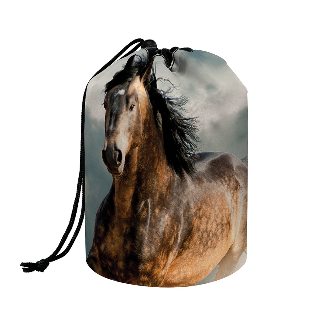 Running Wild Stallion Horse Print Drawstring Makeup Bag