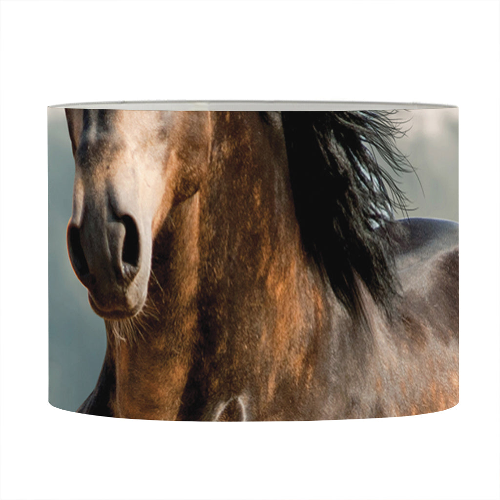Running Wild Stallion Horse Print Drum Lamp Shade