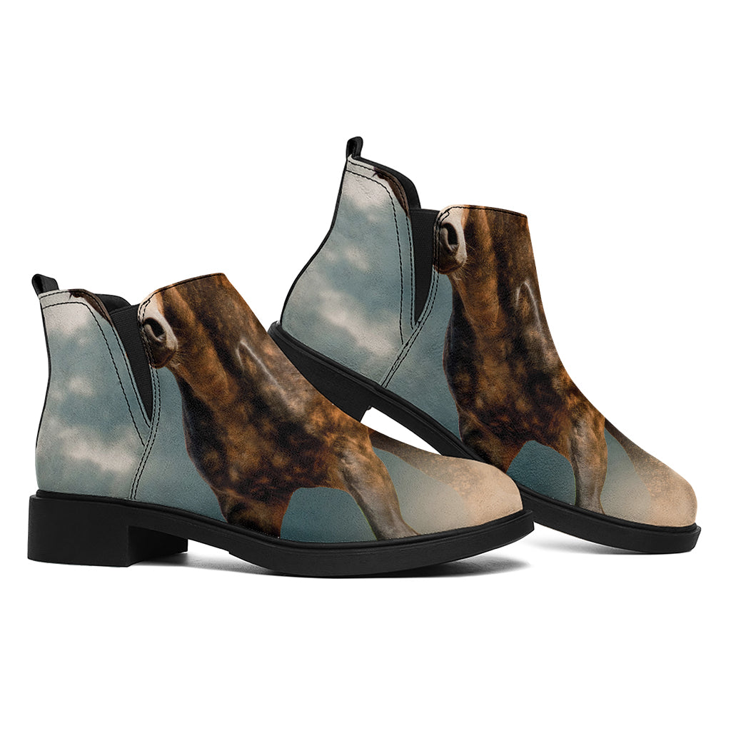 Running Wild Stallion Horse Print Flat Ankle Boots