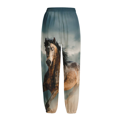 Running Wild Stallion Horse Print Fleece Lined Knit Pants