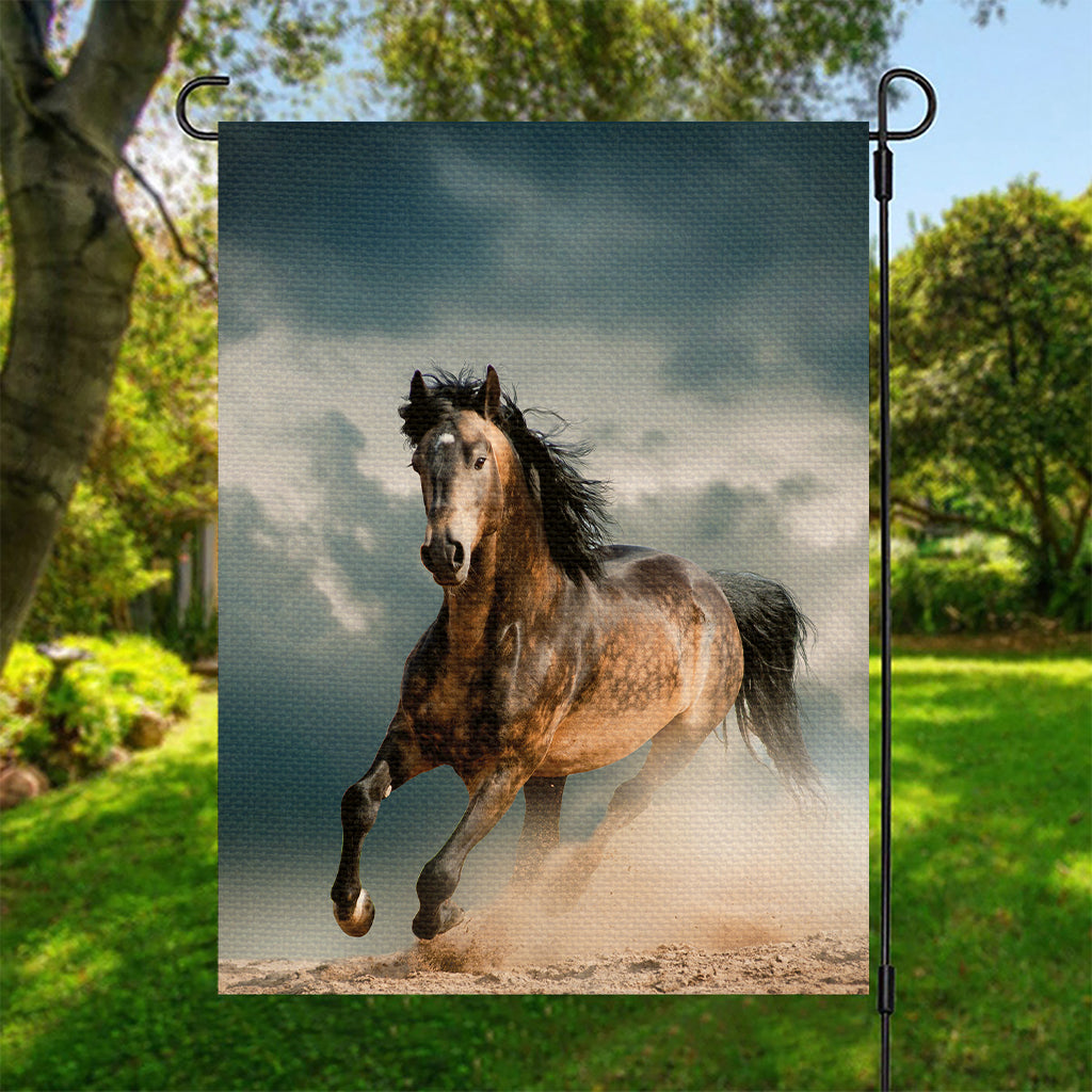 Running Wild Stallion Horse Print Garden Flag