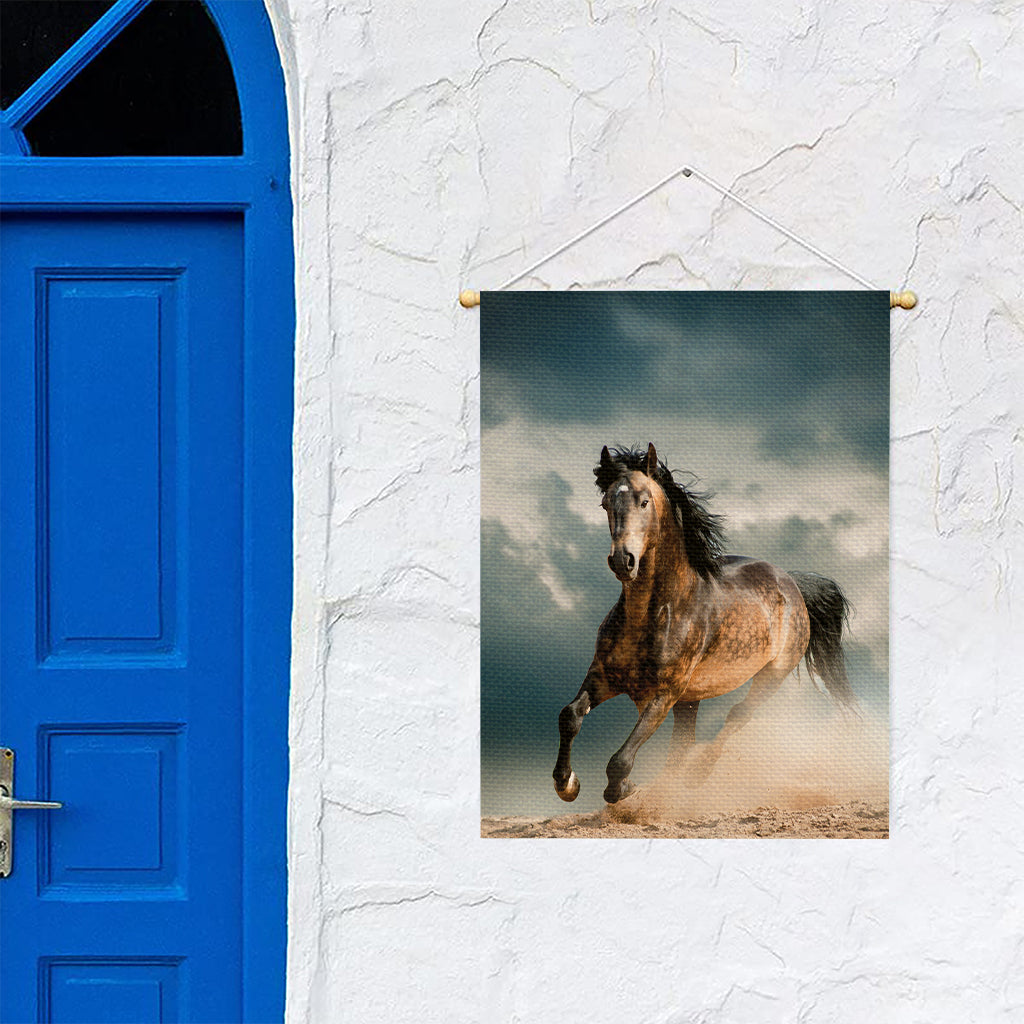 Running Wild Stallion Horse Print Garden Flag