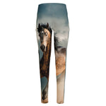 Running Wild Stallion Horse Print High-Waisted Pocket Leggings