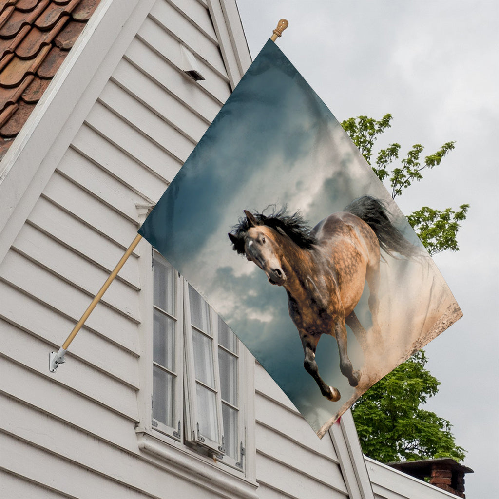 Running Wild Stallion Horse Print House Flag