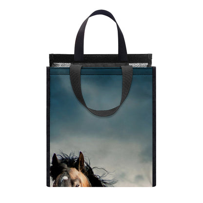 Running Wild Stallion Horse Print Insulated Lunch Tote