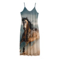 Running Wild Stallion Horse Print Jersey Midi Cami Dress