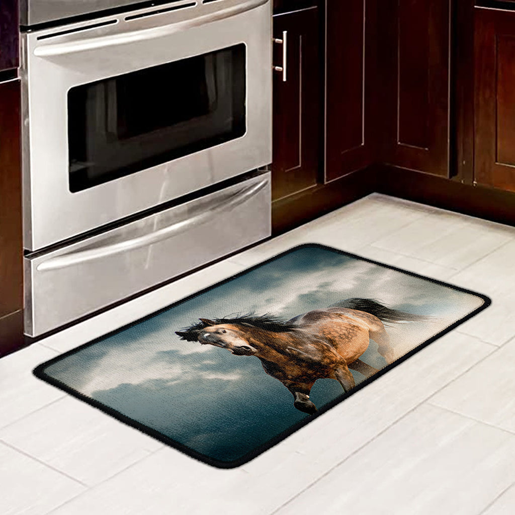 Running Wild Stallion Horse Print Kitchen Mat
