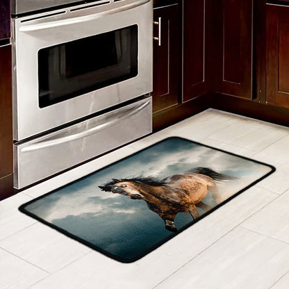 Running Wild Stallion Horse Print Kitchen Mat