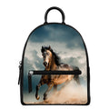 Running Wild Stallion Horse Print Leather Backpack