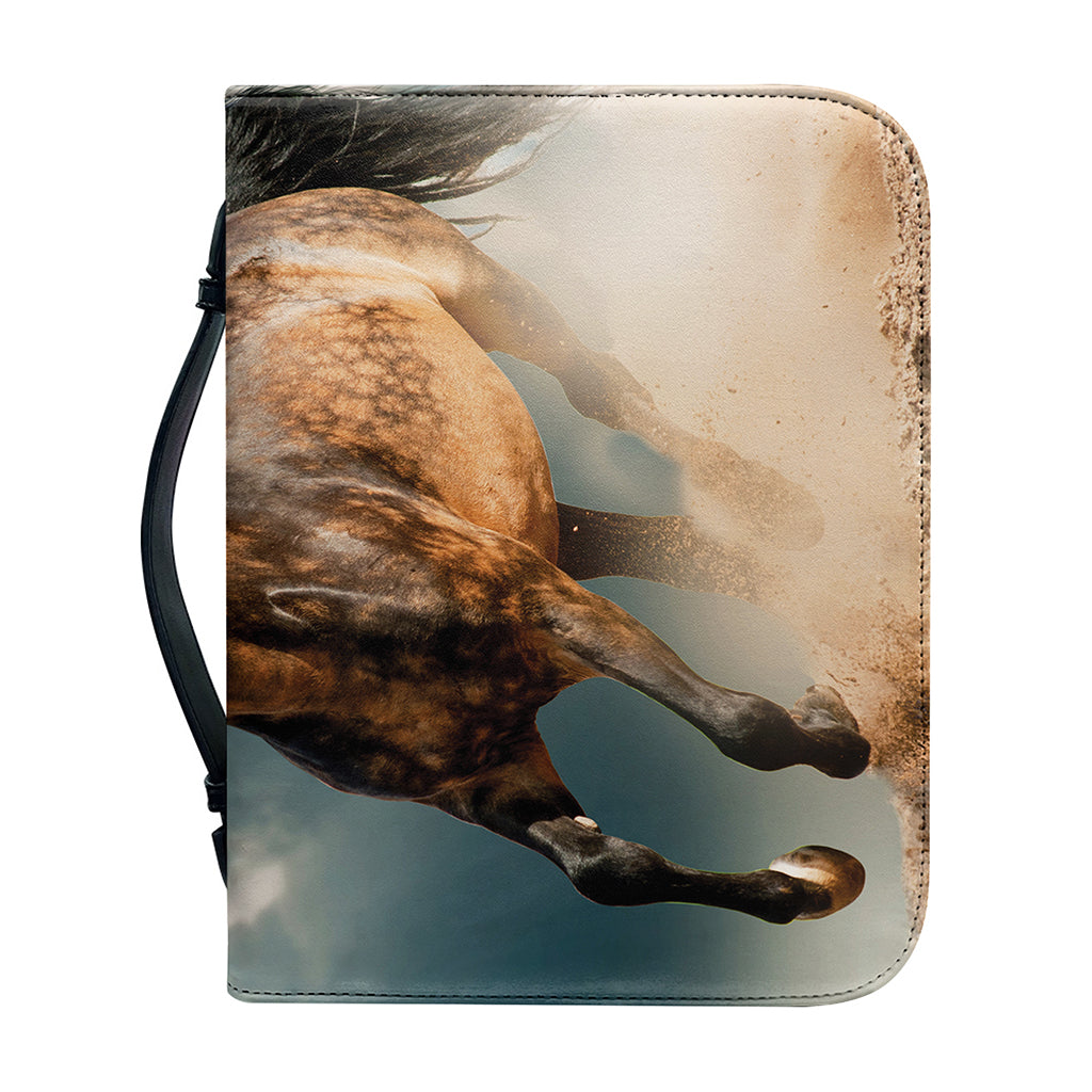 Running Wild Stallion Horse Print Leather Bible Cover