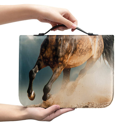 Running Wild Stallion Horse Print Leather Bible Cover