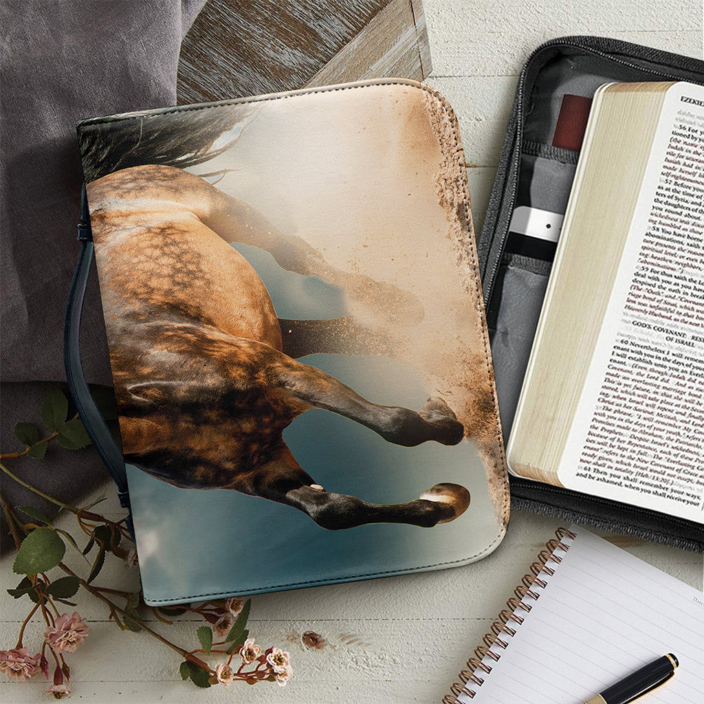 Running Wild Stallion Horse Print Leather Bible Cover