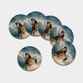 Running Wild Stallion Horse Print Leather Coaster Set