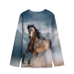 Running Wild Stallion Horse Print Long Sleeve Short Coat