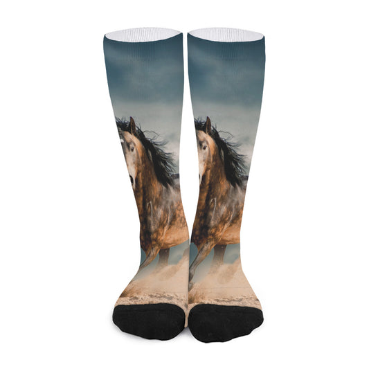 Running Wild Stallion Horse Print Long Socks