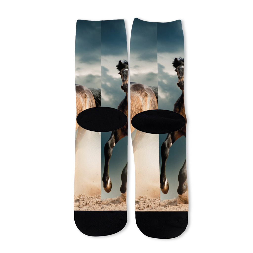 Running Wild Stallion Horse Print Long Socks