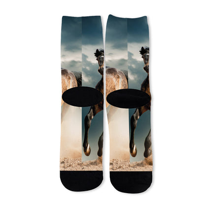 Running Wild Stallion Horse Print Long Socks