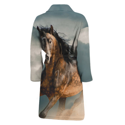 Running Wild Stallion Horse Print Men's Bathrobe