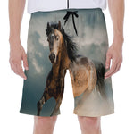 Running Wild Stallion Horse Print Men's Beach Shorts