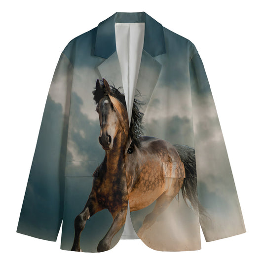 Running Wild Stallion Horse Print Men's Blazer