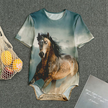 Running Wild Stallion Horse Print Men's Bodysuit