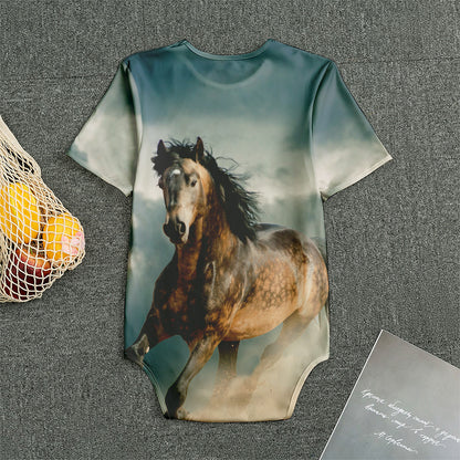 Running Wild Stallion Horse Print Men's Bodysuit