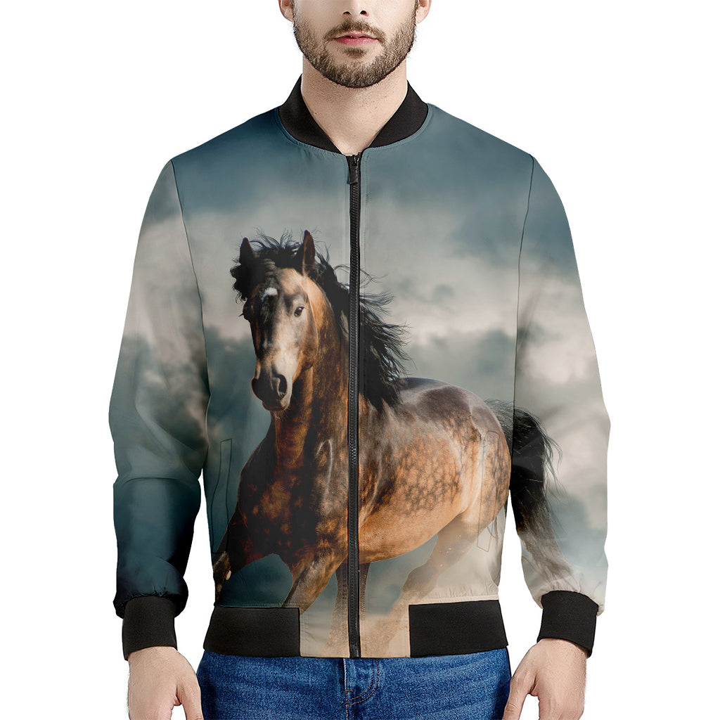 Running Wild Stallion Horse Print Men's Bomber Jacket