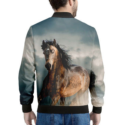 Running Wild Stallion Horse Print Men's Bomber Jacket