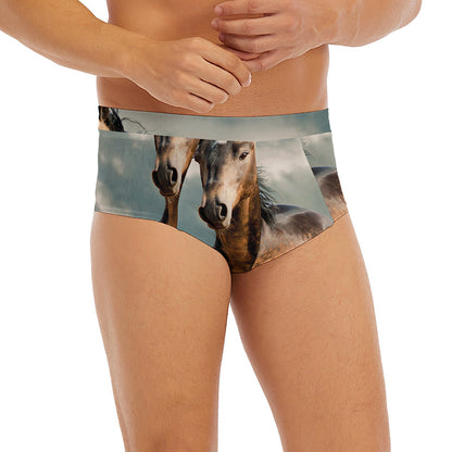 Running Wild Stallion Horse Print Men's Briefs