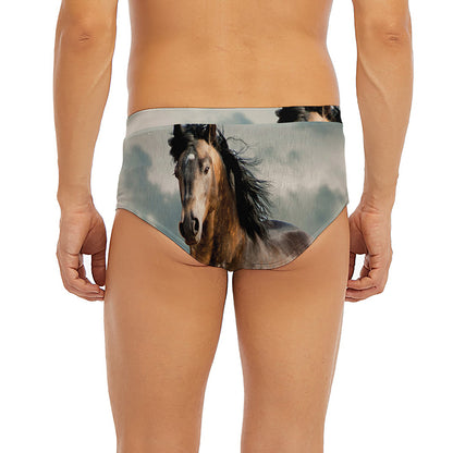 Running Wild Stallion Horse Print Men's Briefs