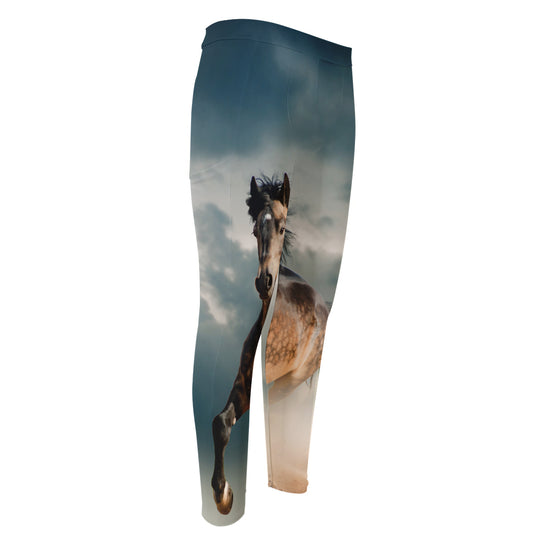 Running Wild Stallion Horse Print Men's Compression Pants