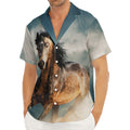 Running Wild Stallion Horse Print Men's Deep V-Neck Shirt