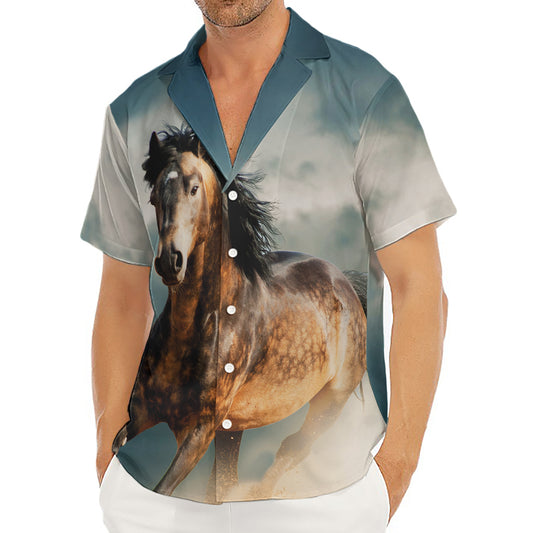 Running Wild Stallion Horse Print Men's Deep V-Neck Shirt