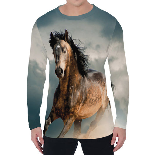 Running Wild Stallion Horse Print Men's Long Sleeve T-Shirt