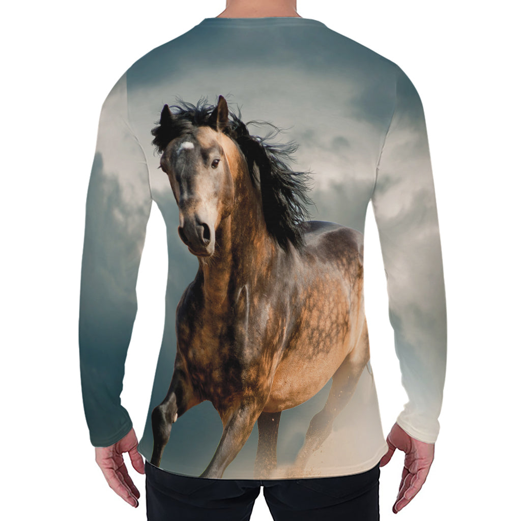 Running Wild Stallion Horse Print Men's Long Sleeve T-Shirt