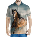 Running Wild Stallion Horse Print Men's Polo Shirt