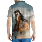 Running Wild Stallion Horse Print Men's Polo Shirt