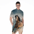 Running Wild Stallion Horse Print Men's Romper