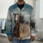 Running Wild Stallion Horse Print Men's Shirt Jacket