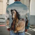 Running Wild Stallion Horse Print Men's Shirt Jacket
