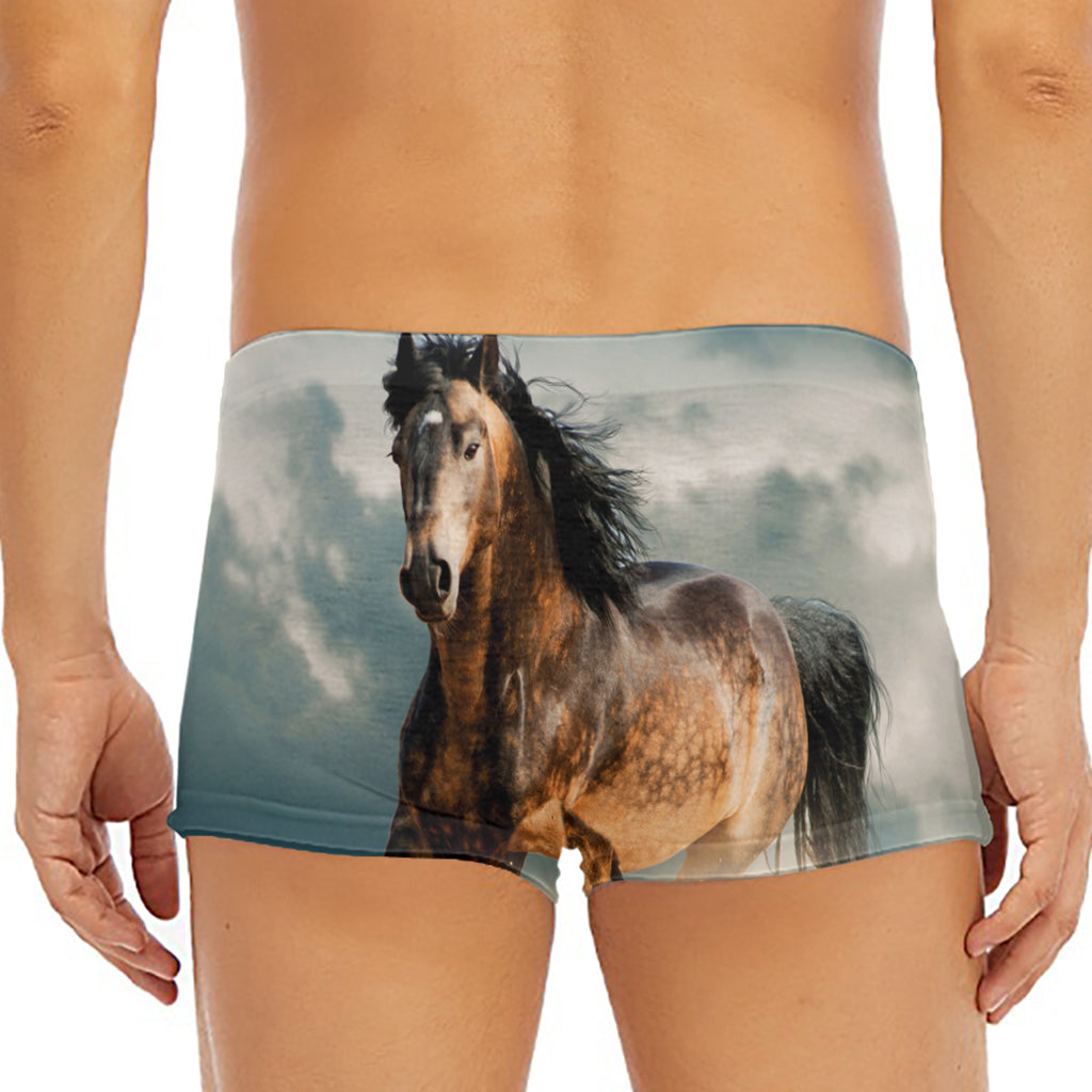 Running Wild Stallion Horse Print Men's Short Boxer Briefs