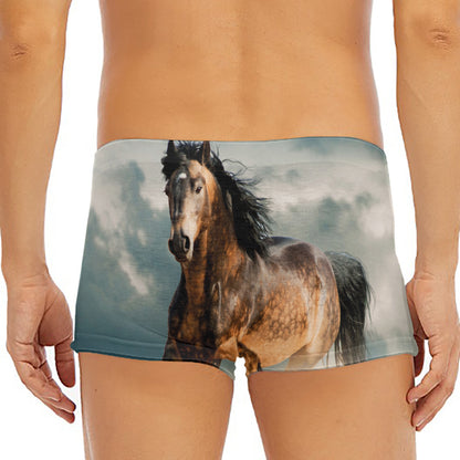 Running Wild Stallion Horse Print Men's Short Boxer Briefs