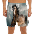 Running Wild Stallion Horse Print Men's Split Running Shorts