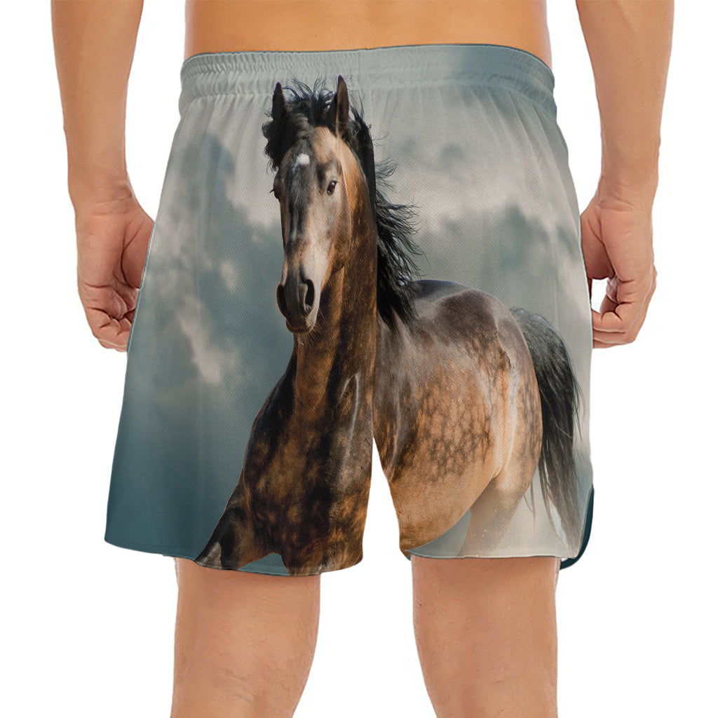 Running Wild Stallion Horse Print Men's Split Running Shorts